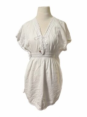 Cotton Collection White Crochet-Trim top Swim Coverup organic cotton boho